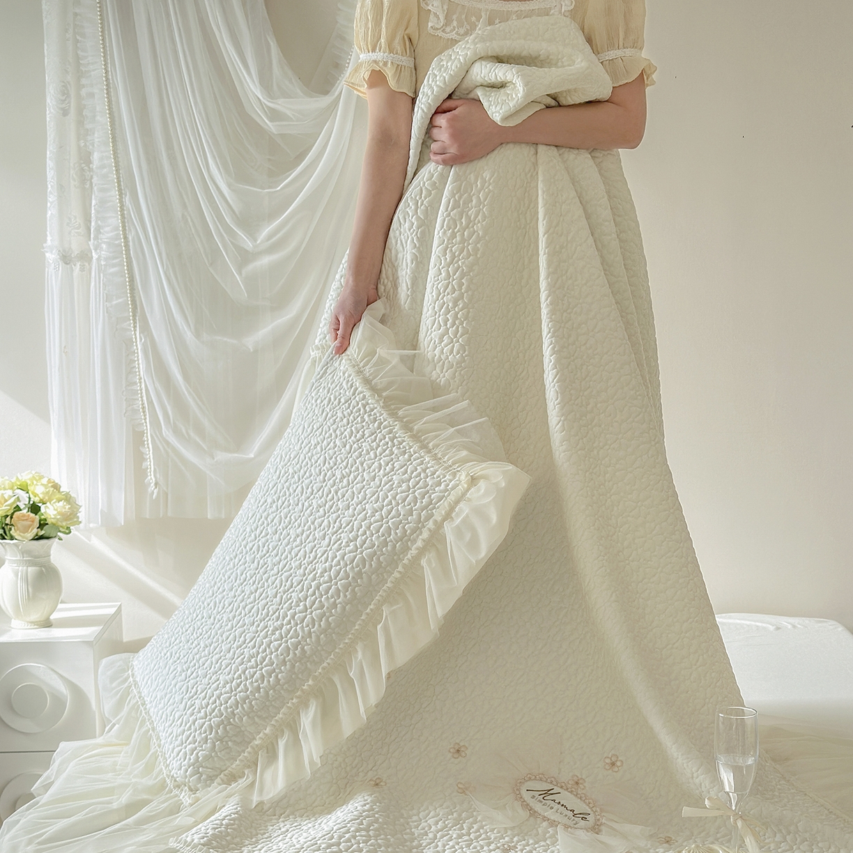 91家纺网 家纺一手货源 找家纺 乐朵家居 2026新款 蜜糖（复合）凉豆豆凉席三件套 米色