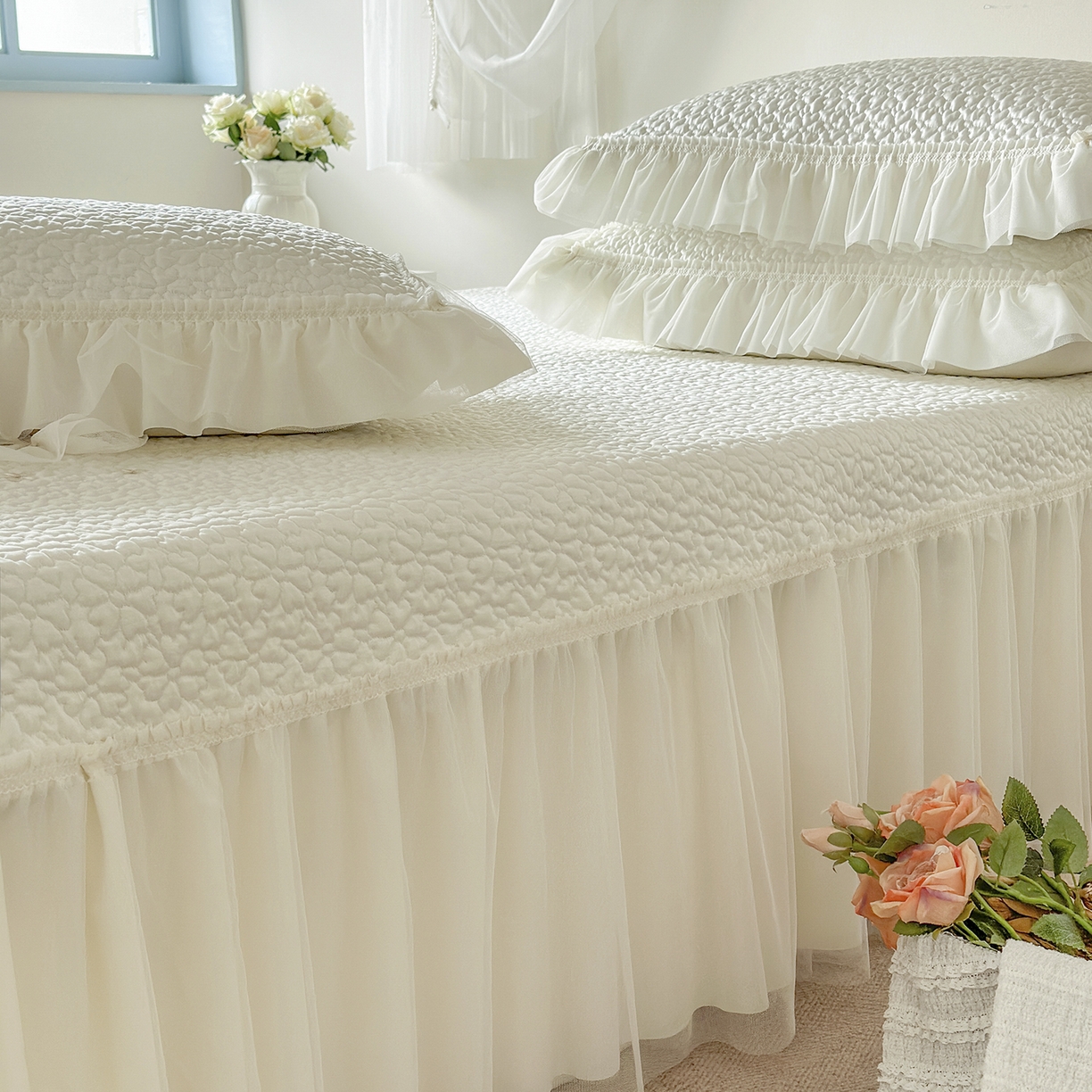 91家纺网 家纺一手货源 找家纺 乐朵家居 2026新款 蜜糖（复合）凉豆豆凉席三件套 米色