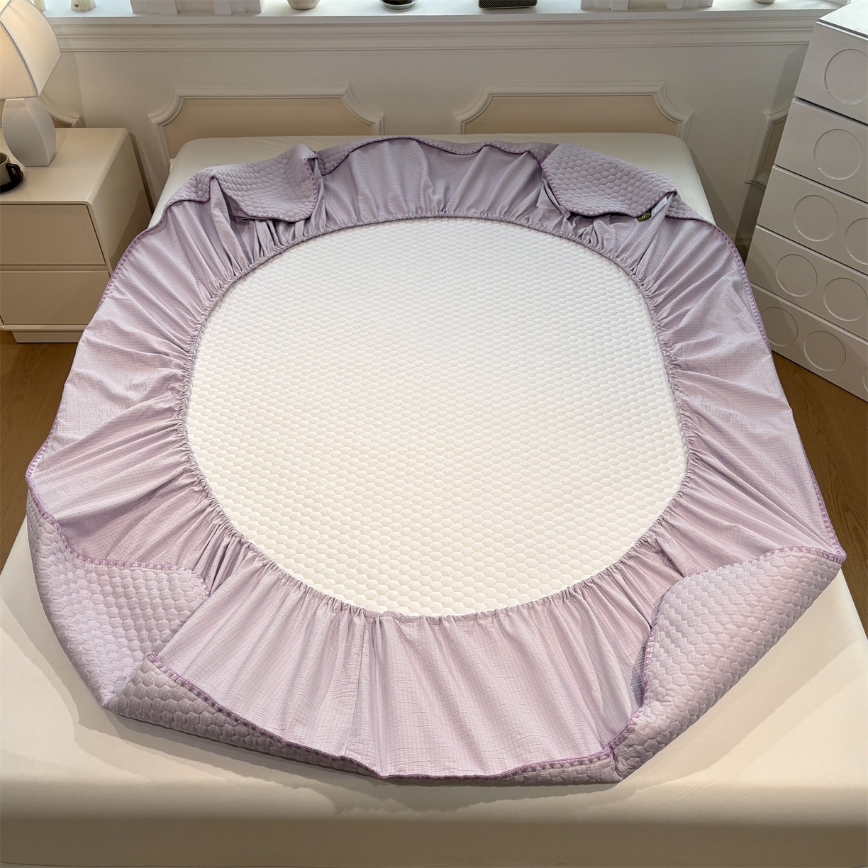 91家纺网 家纺一手货源 找家纺 （总）居眠 2026新款贝壳边纯色夹棉床笠