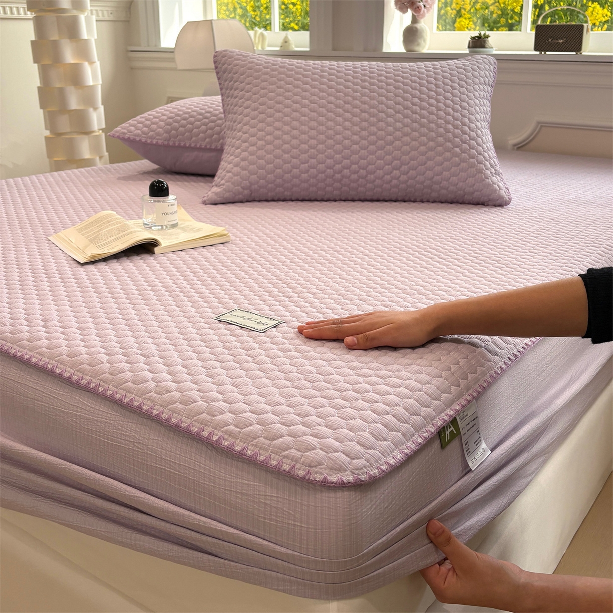 91家纺网 家纺一手货源 找家纺 （总）居眠 2026新款贝壳边纯色夹棉床笠