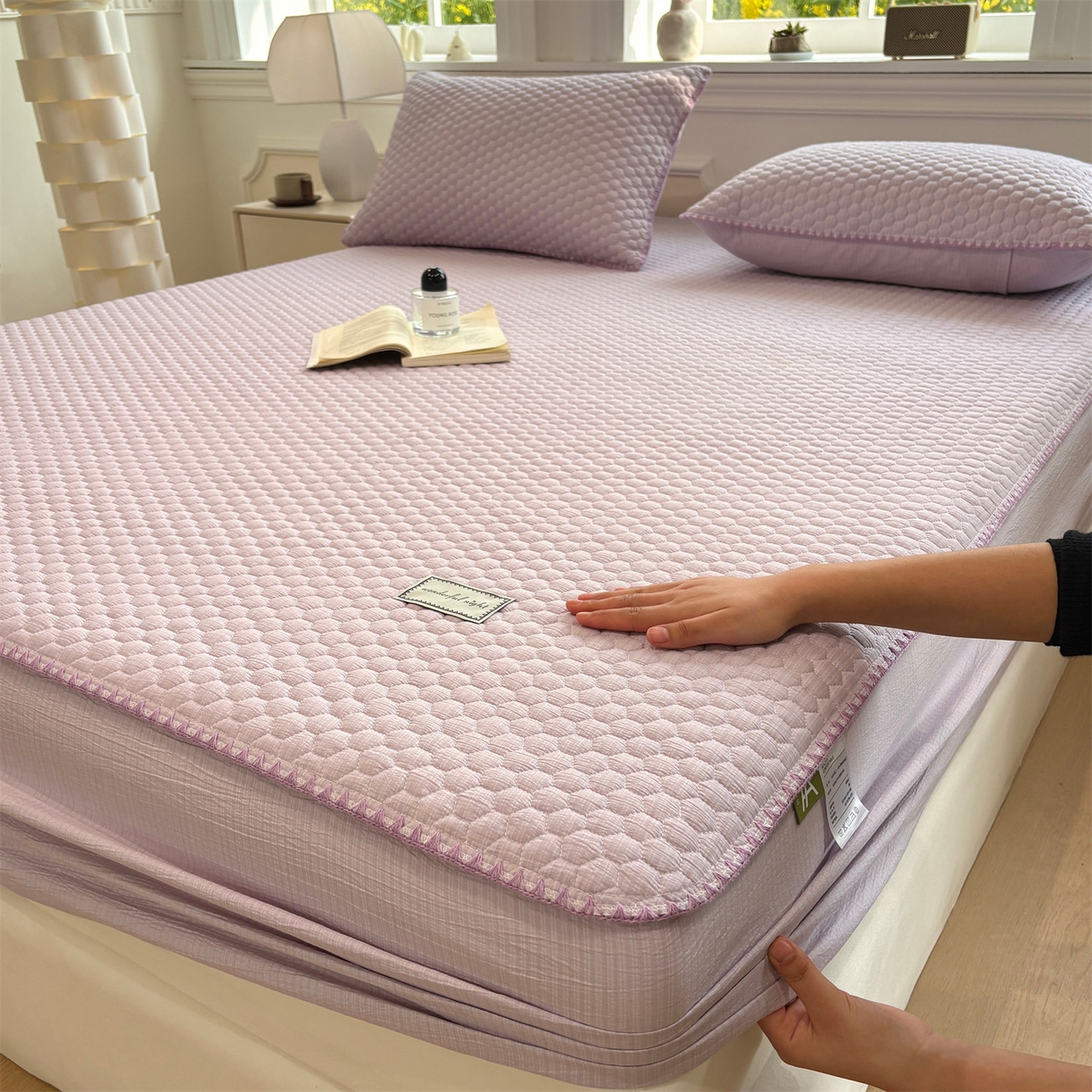 91家纺网 家纺一手货源 找家纺 （总）居眠 2026新款贝壳边纯色夹棉床笠