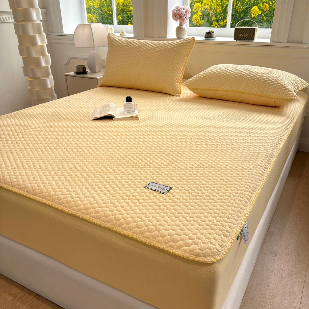 91家纺网 家纺一手货源 找家纺 （总）居眠 2026新款贝壳边纯色夹棉床笠