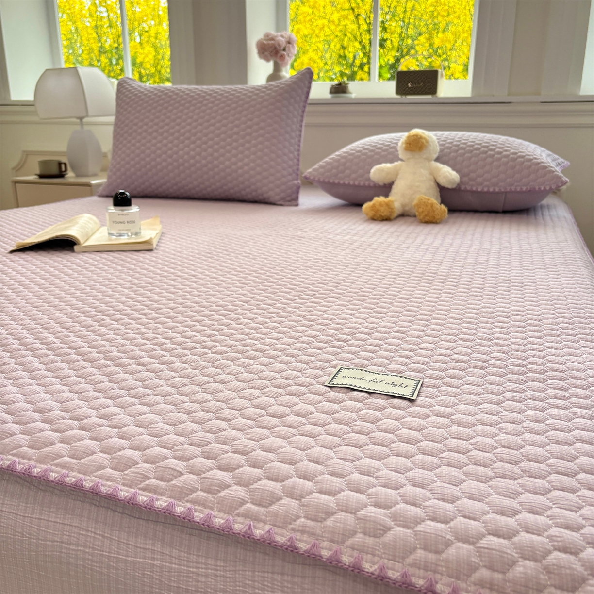 91家纺网 家纺一手货源 找家纺 （总）居眠 2026新款贝壳边纯色夹棉床笠