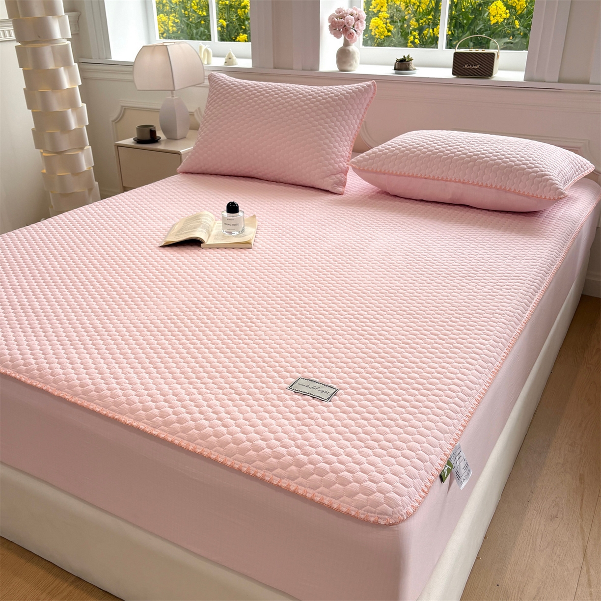 91家纺网 家纺一手货源 找家纺 （总）居眠 2026新款贝壳边纯色夹棉床笠