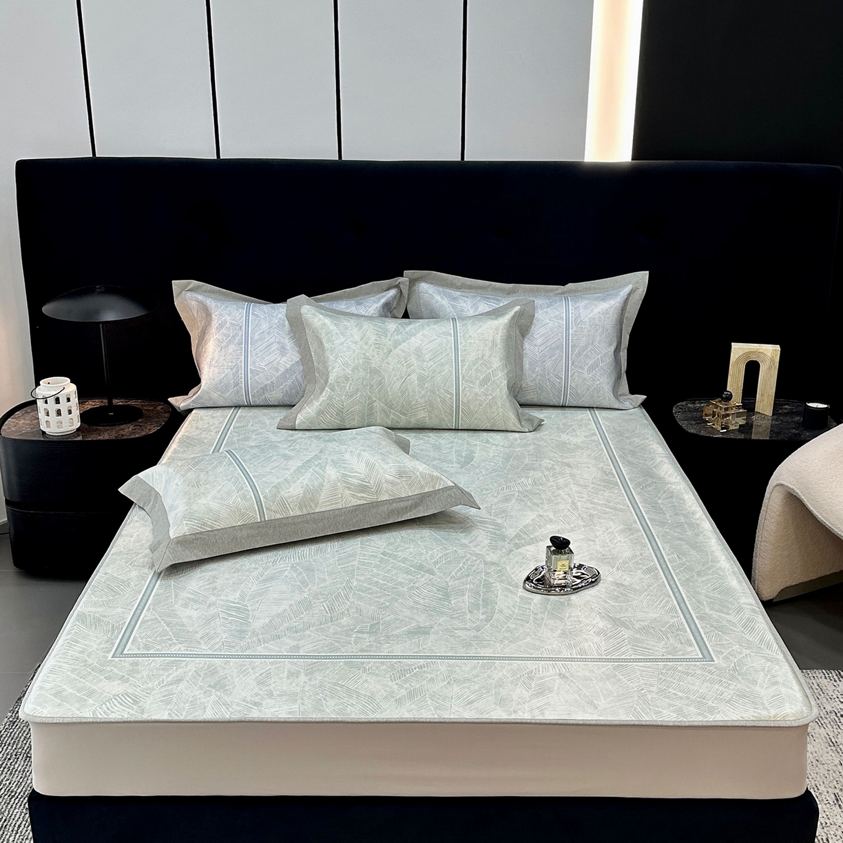 91家纺网 家纺一手货源 找家纺 （总）JUICY 橘滋家纺 2026年夏日新款高端简约意式轻奢数码冰丝席凉席