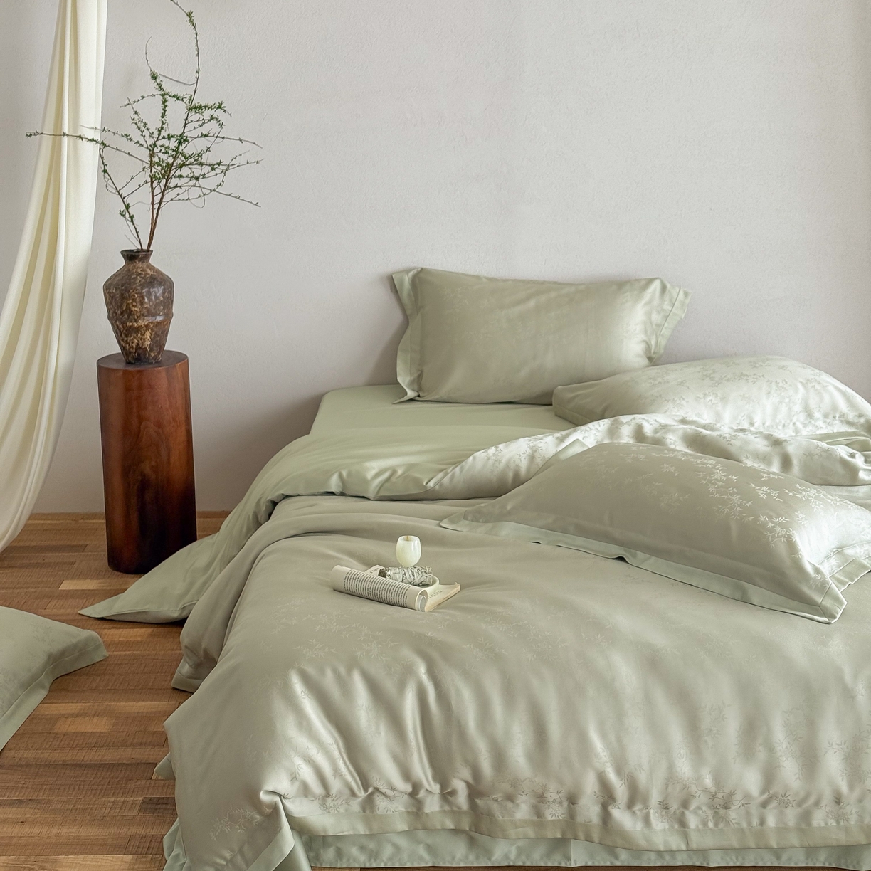 91家纺网 家纺一手货源 找家纺 （总）花时间 2026春夏新款60s兰精天丝染色提花四件套