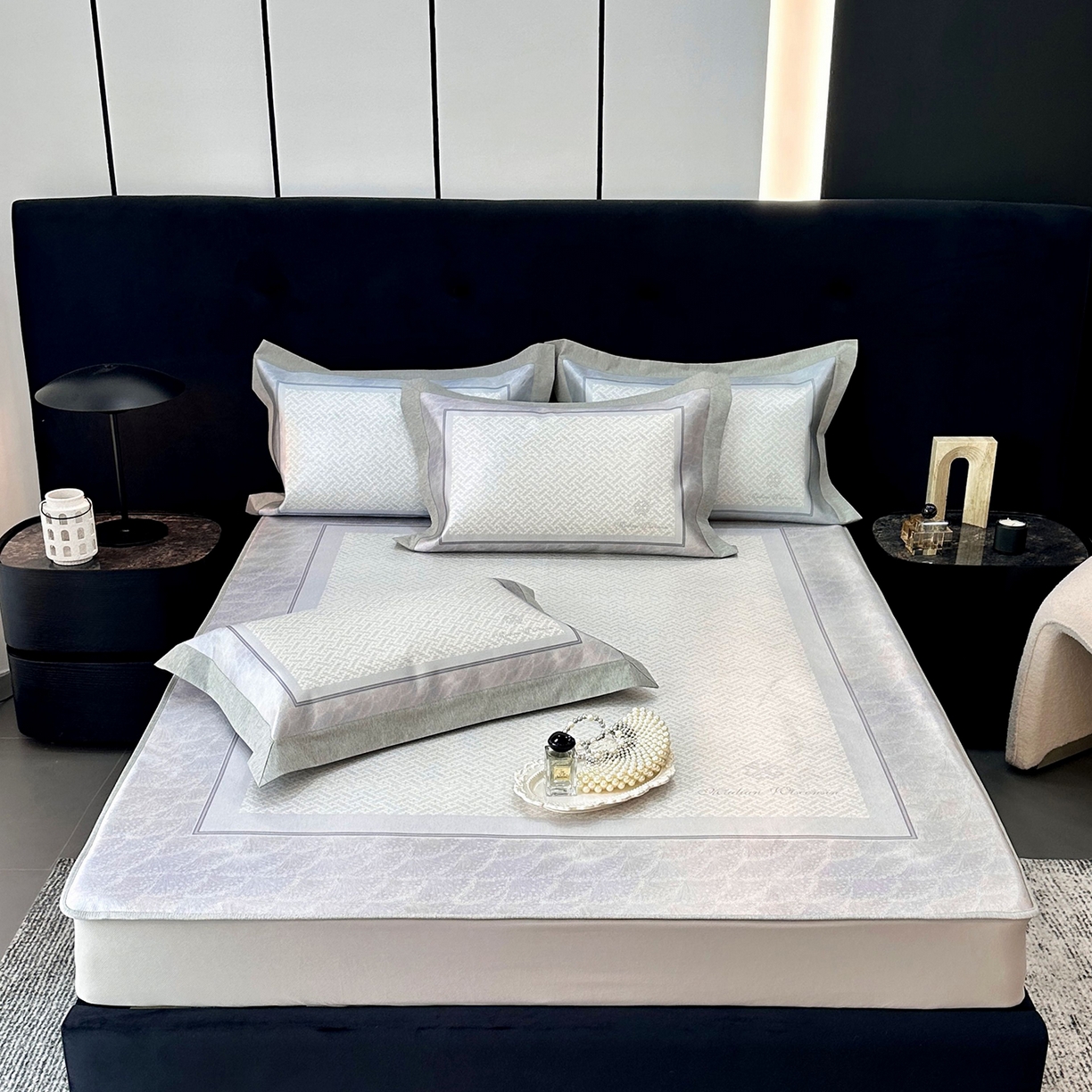 91家纺网 家纺一手货源 找家纺 （总）JUICY 橘滋家纺 2026年夏日新款高端简约意式轻奢数码冰丝席凉席