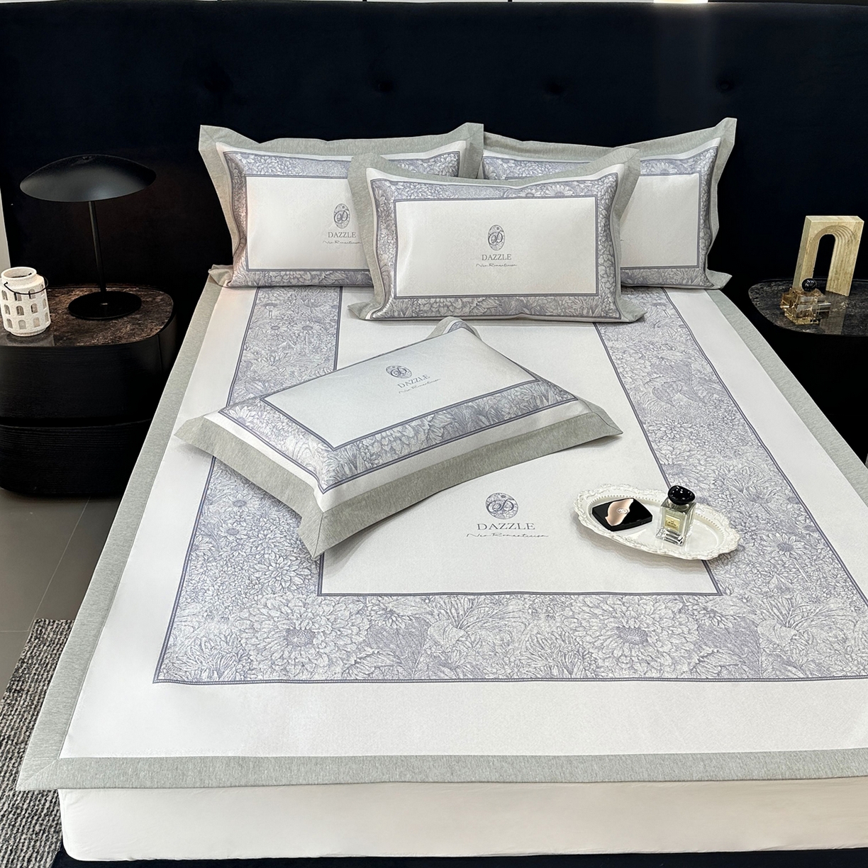 91家纺网 家纺一手货源 找家纺 JUICY 橘滋家纺 2026年夏日新款高端简约意式轻奢数码冰丝席凉席 平席款-莫奈花园