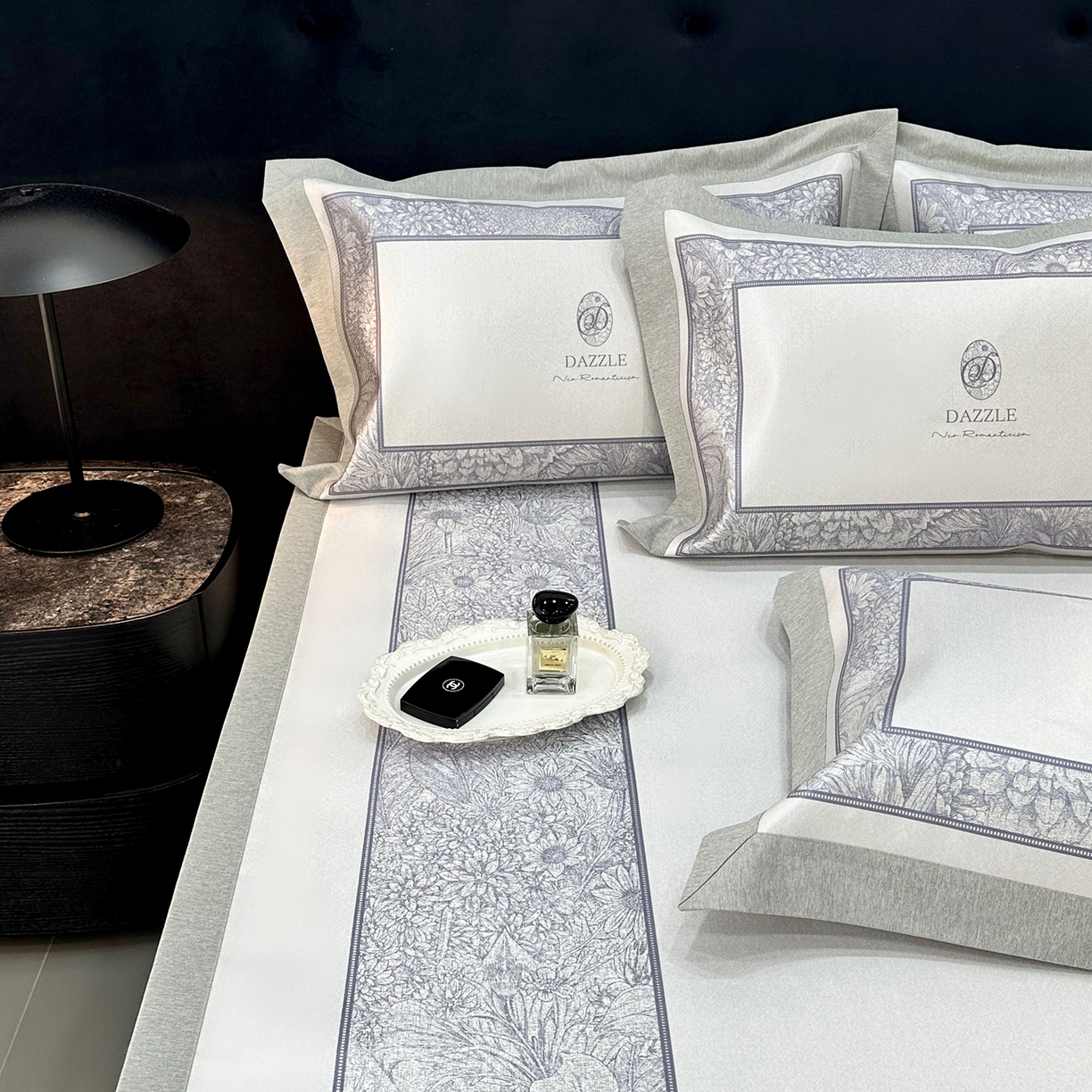 91家纺网 家纺一手货源 找家纺 JUICY 橘滋家纺 2026年夏日新款高端简约意式轻奢数码冰丝席凉席 平席款-莫奈花园