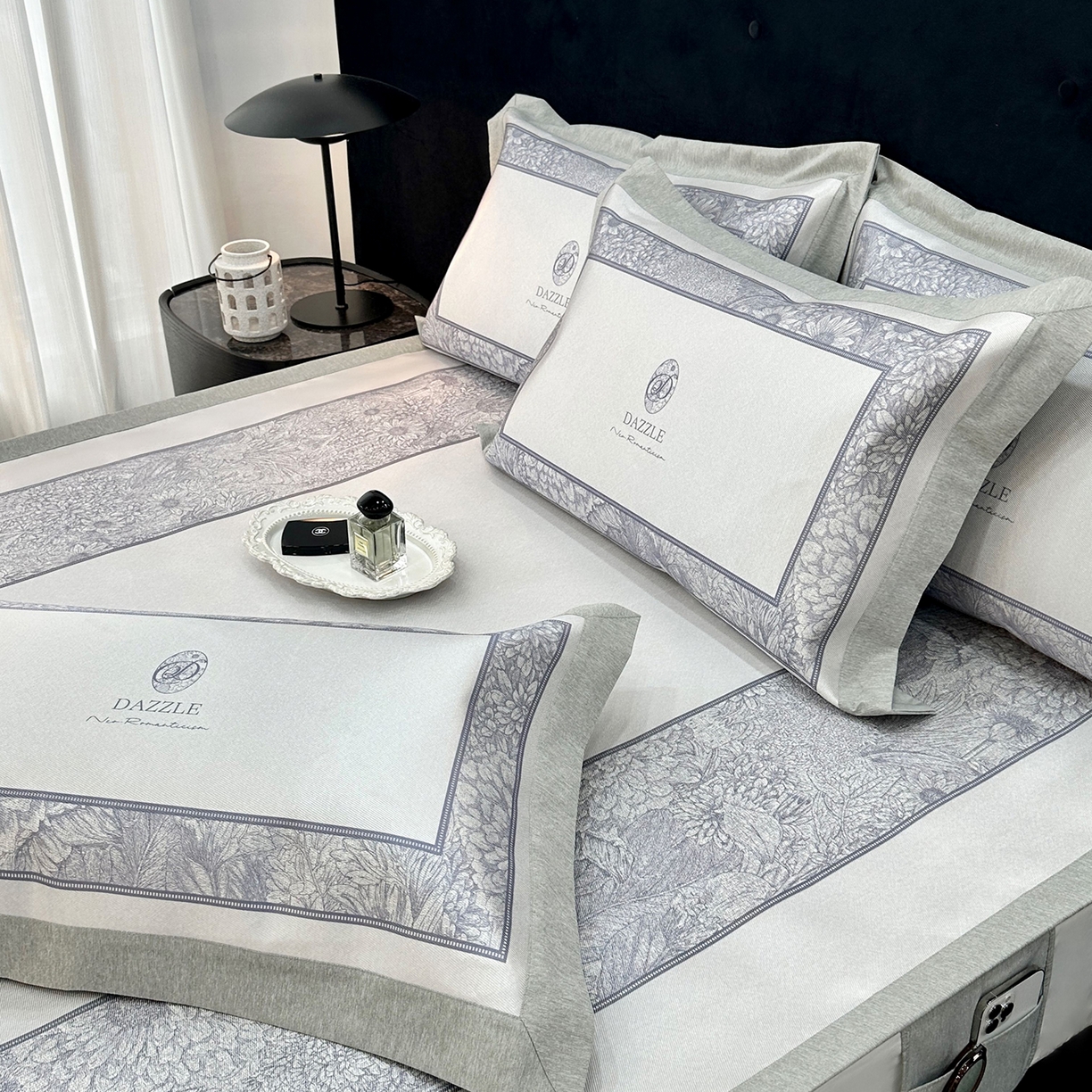 91家纺网 家纺一手货源 找家纺 JUICY 橘滋家纺 2026年夏日新款高端简约意式轻奢数码冰丝席凉席 平席款-莫奈花园