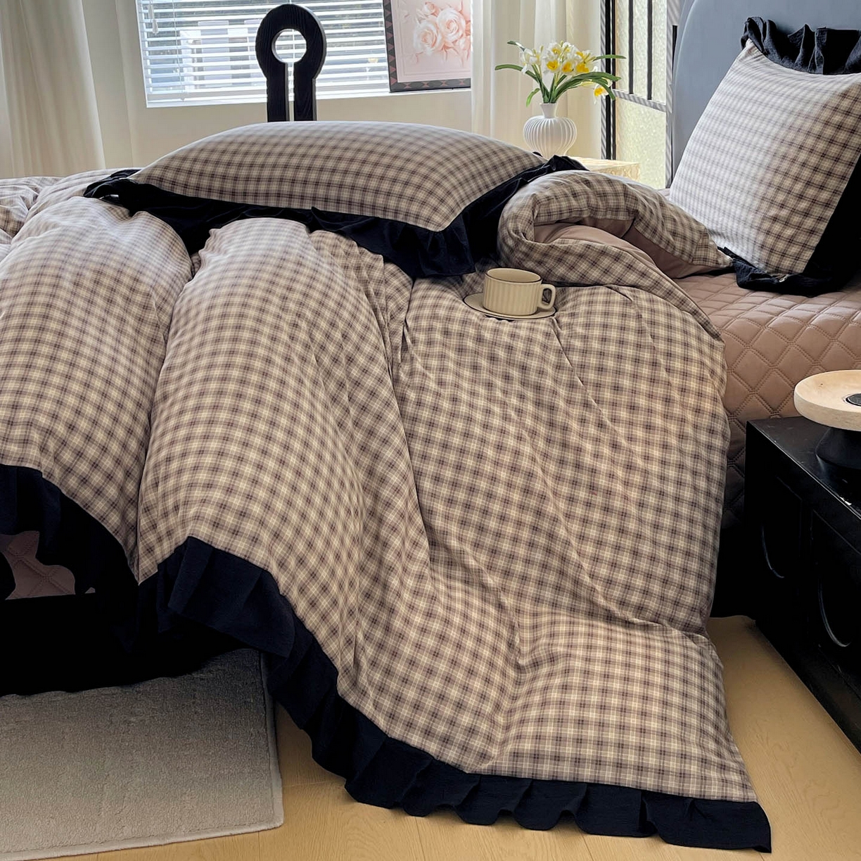 91家纺网 家纺一手货源 找家纺 （总）慕希家纺 2026新款花边夹棉床盖四件套-西西里岛系列