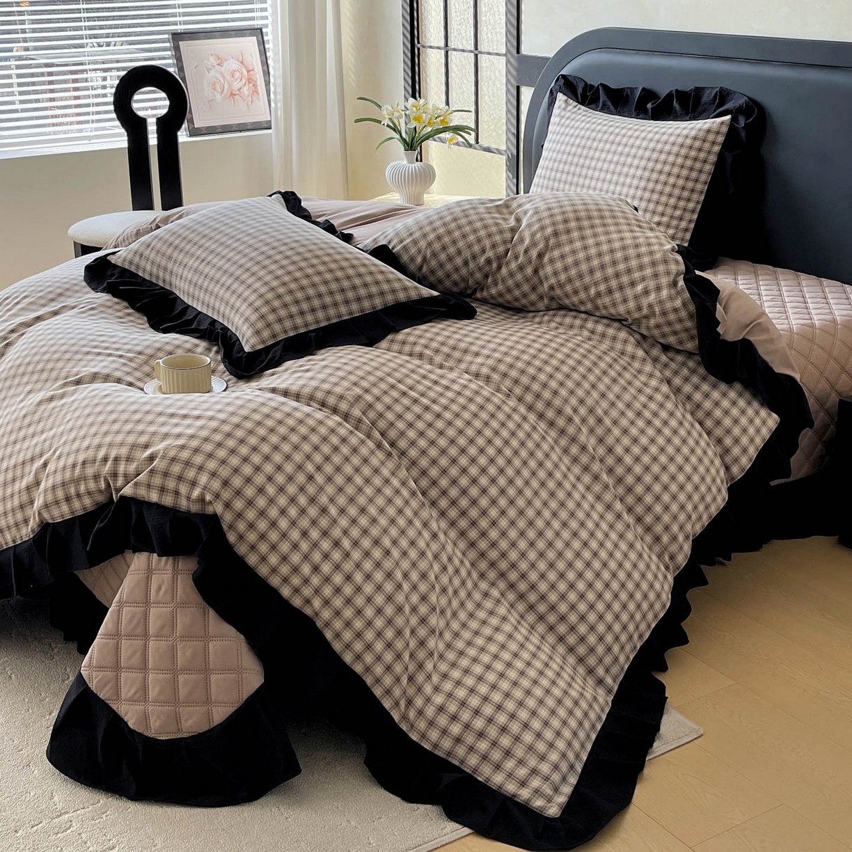 91家纺网 家纺一手货源 找家纺 （总）慕希家纺 2026新款花边夹棉床盖四件套-西西里岛系列