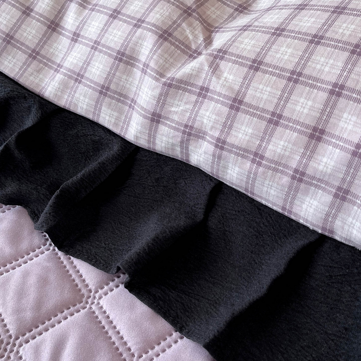 91家纺网 家纺一手货源 找家纺 慕希家纺 2026新款花边夹棉床盖四件套-西西里岛系列 西西里岛-浅紫