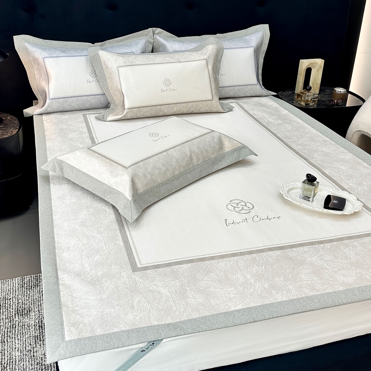 JUICY 橘滋家纺 2026年夏日新款高端简约意式轻奢数码冰丝席凉席 平席款-时间拓印-浅驼