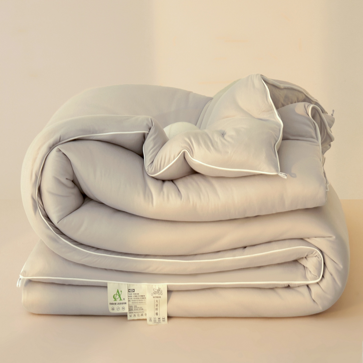 91家纺网 家纺一手货源 找家纺 织雅漫 2026新款针织棉大豆被冬被加厚春秋被被子被芯 青空灰