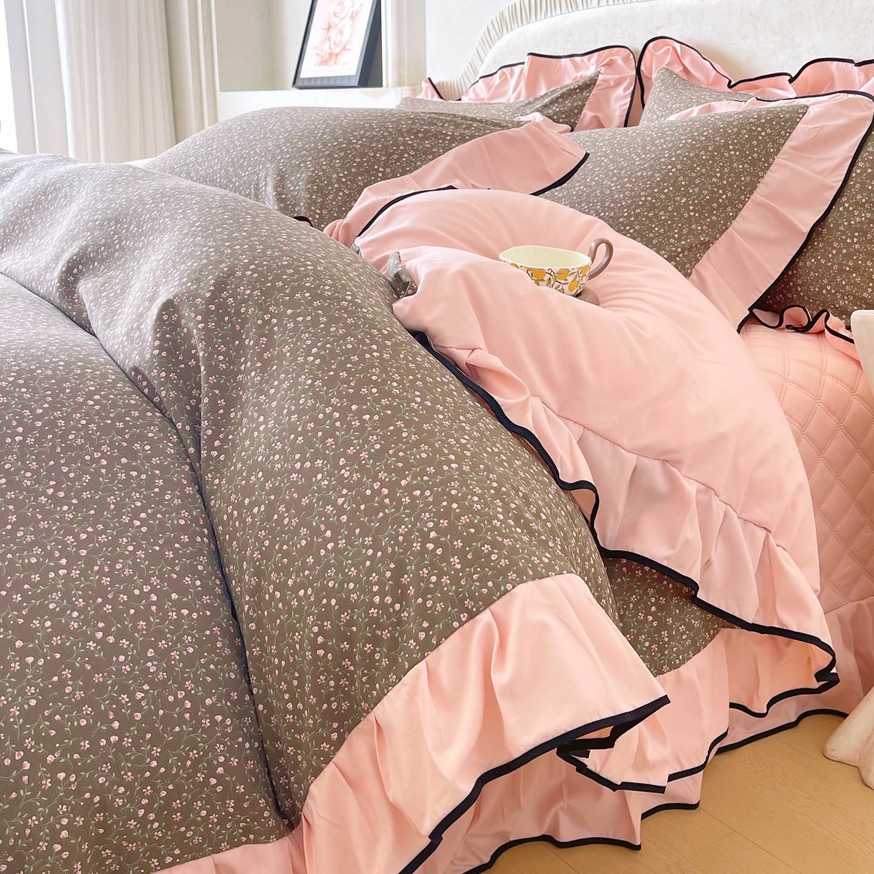 慕希家纺 2026新款花边床盖四件套 朝花夕拾