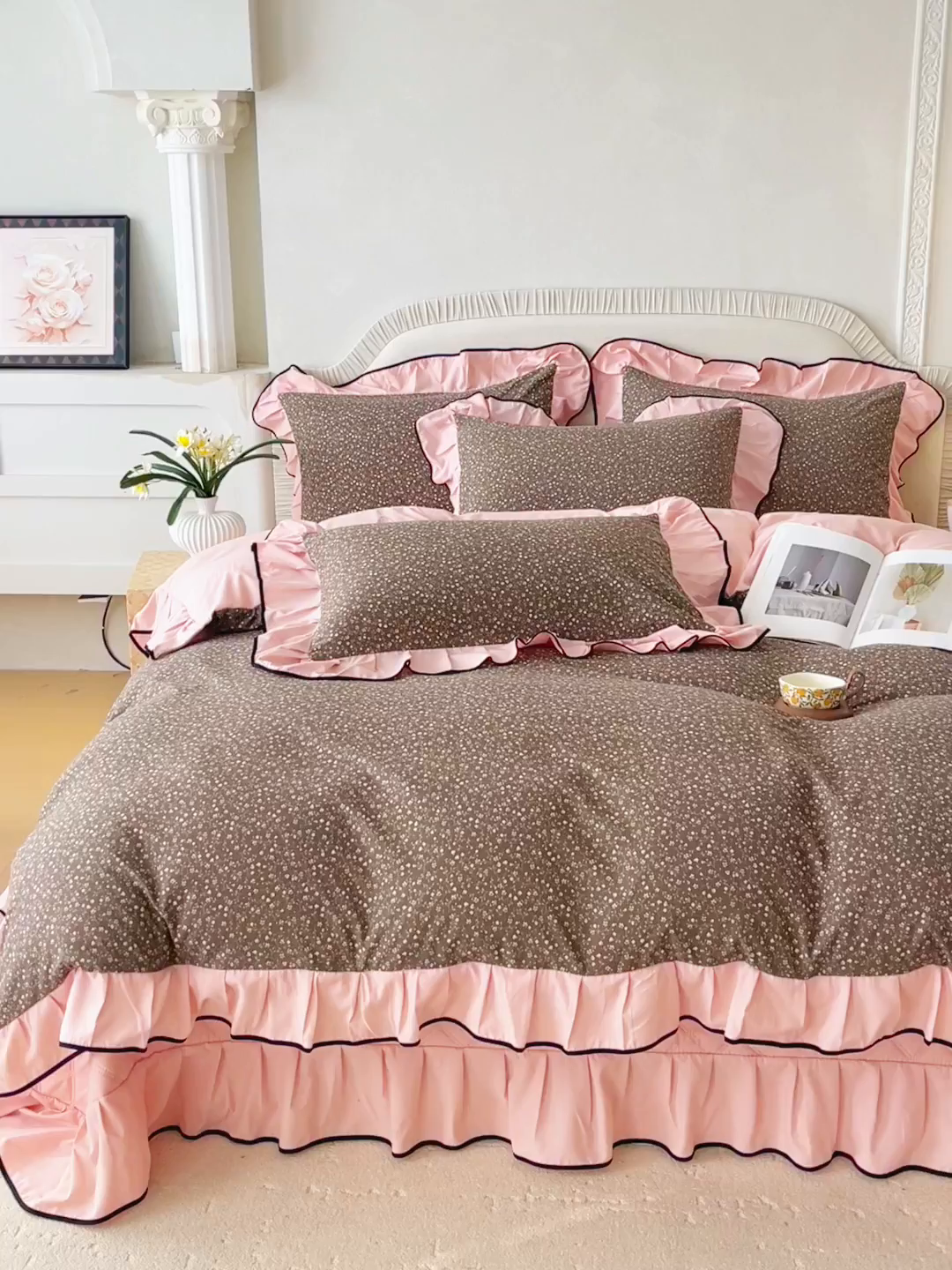 91家纺网 家纺一手货源 找家纺 慕希家纺 2026新款花边床盖四件套 朝花夕拾