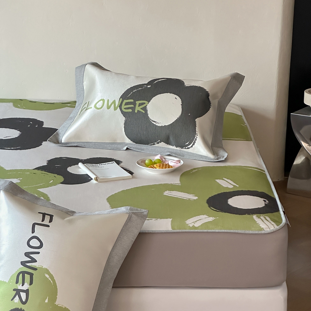 91家纺网 家纺一手货源 找家纺 JUICY 橘滋家纺 2026年夏日新款高端简约意式轻奢数码冰丝席凉席 床笠款-黑茶