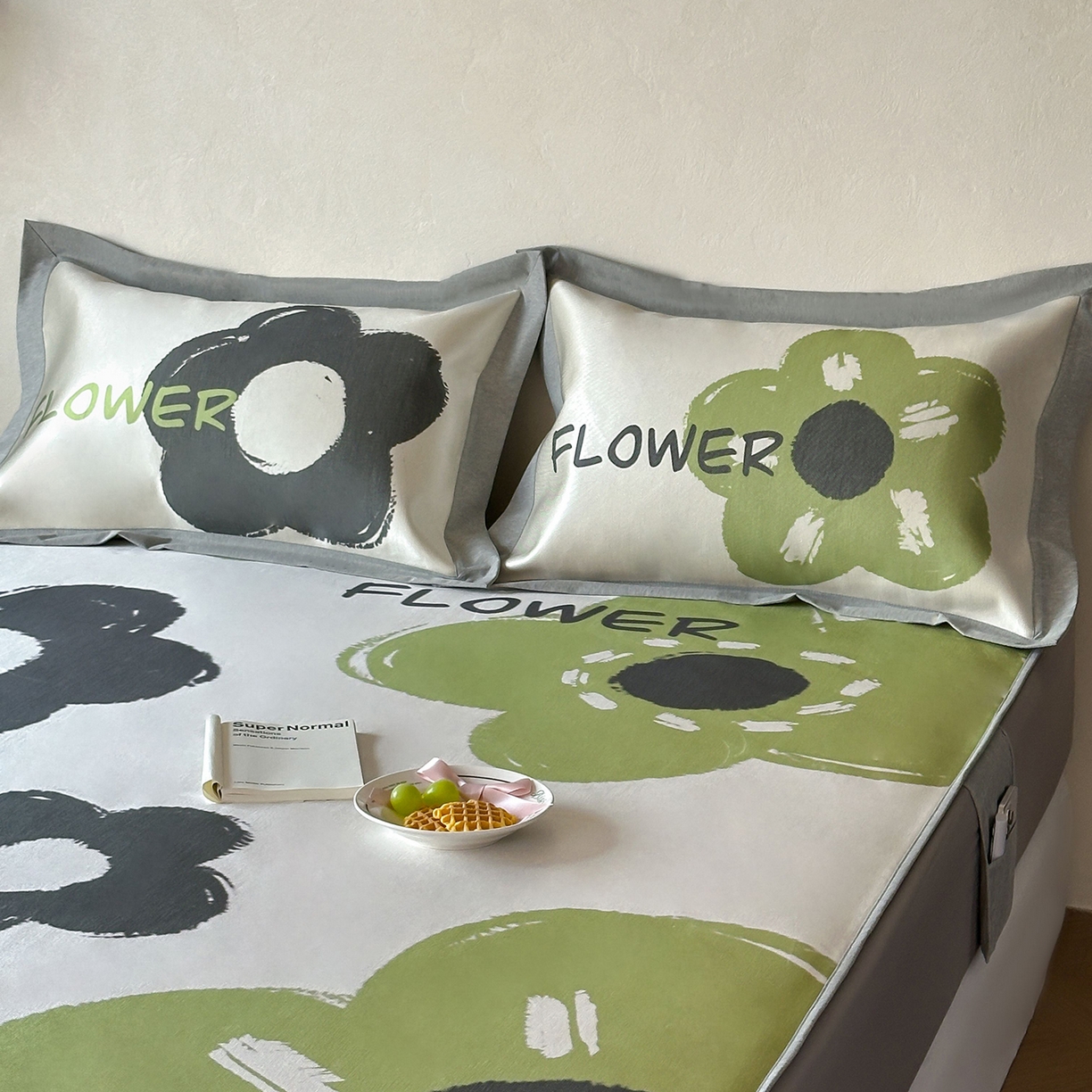 91家纺网 家纺一手货源 找家纺 JUICY 橘滋家纺 2026年夏日新款高端简约意式轻奢数码冰丝席凉席 床笠款-黑茶