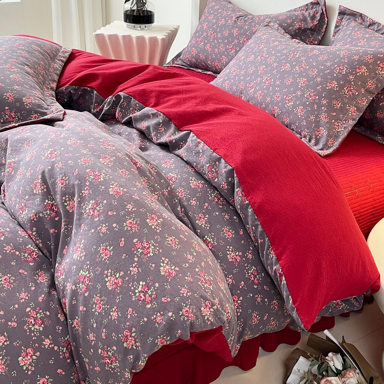 91家纺网 家纺一手货源 找家纺 （总）慕希家纺 2026新款皱皱水洗棉床盖款四件套