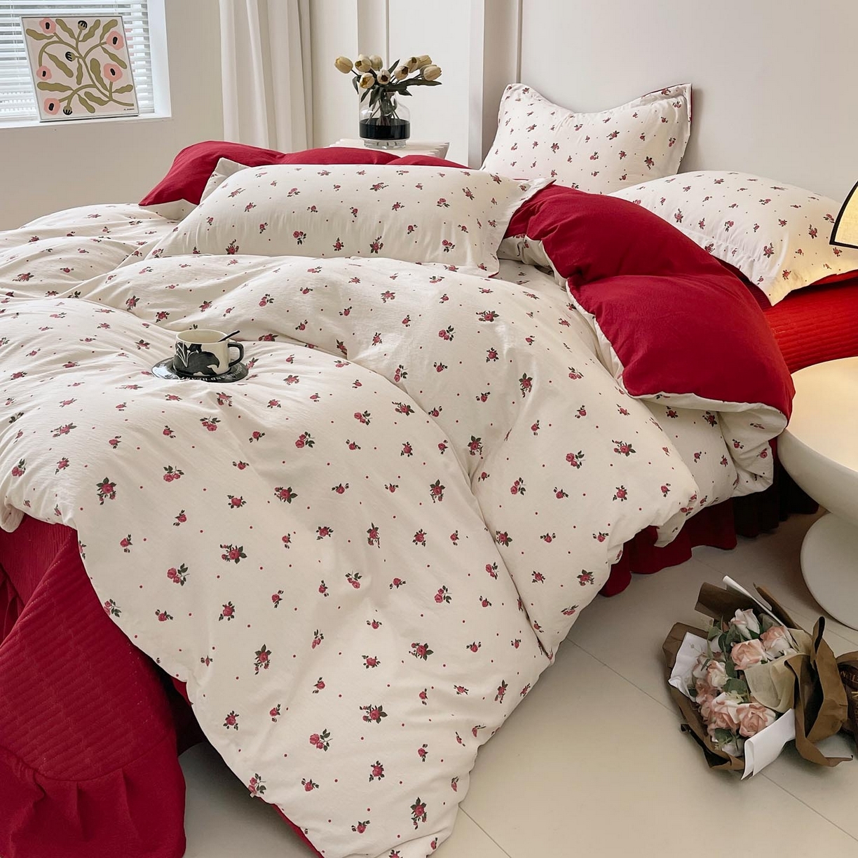 91家纺网 家纺一手货源 找家纺 （总）慕希家纺 2026新款皱皱水洗棉床盖款四件套