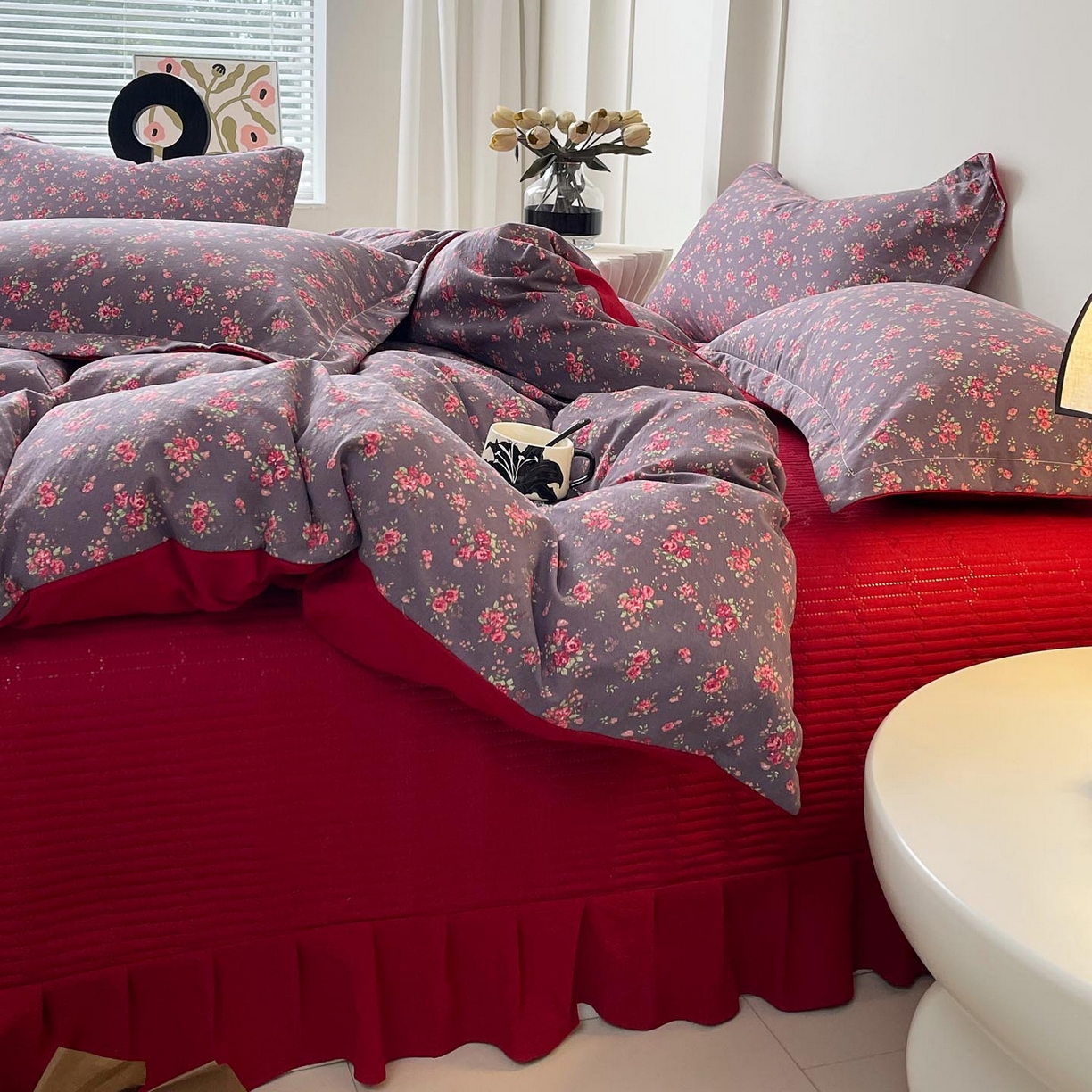 91家纺网 家纺一手货源 找家纺 慕希家纺 2026新款皱皱水洗棉床盖款四件套 繁花