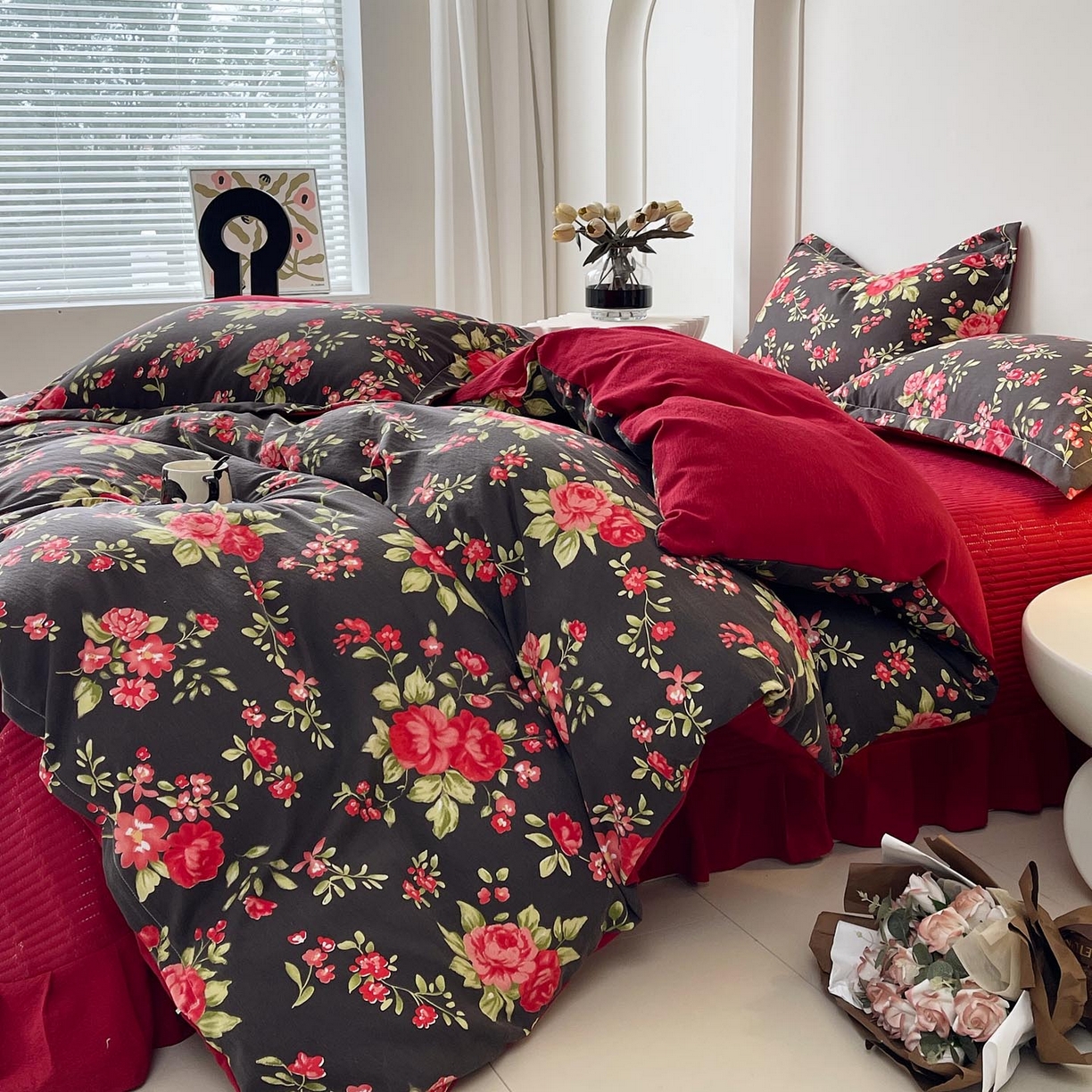 91家纺网 家纺一手货源 找家纺 慕希家纺 2026新款皱皱水洗棉床盖款四件套 海德花园