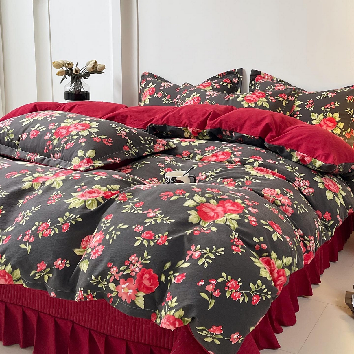 91家纺网 家纺一手货源 找家纺 慕希家纺 2026新款皱皱水洗棉床盖款四件套 海德花园