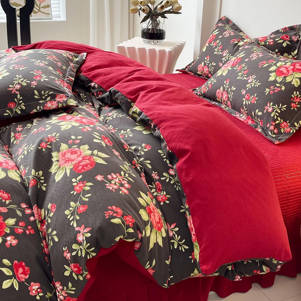 慕希家纺 2026新款皱皱水洗棉床盖款四件套 海德花园