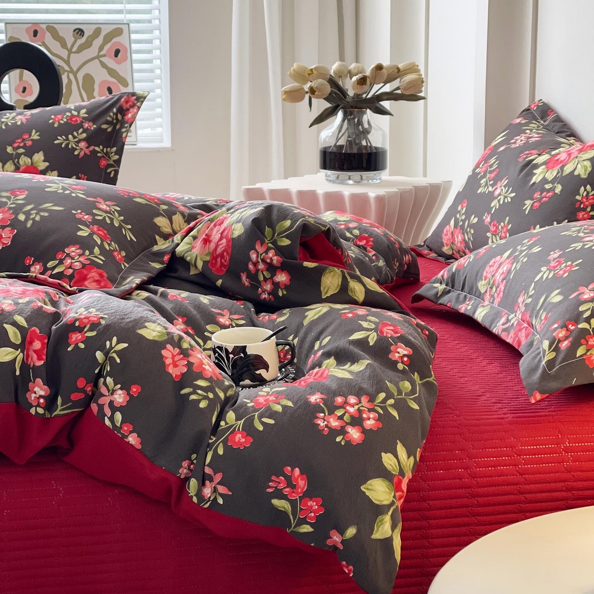 91家纺网 家纺一手货源 找家纺 慕希家纺 2026新款皱皱水洗棉床盖款四件套 海德花园