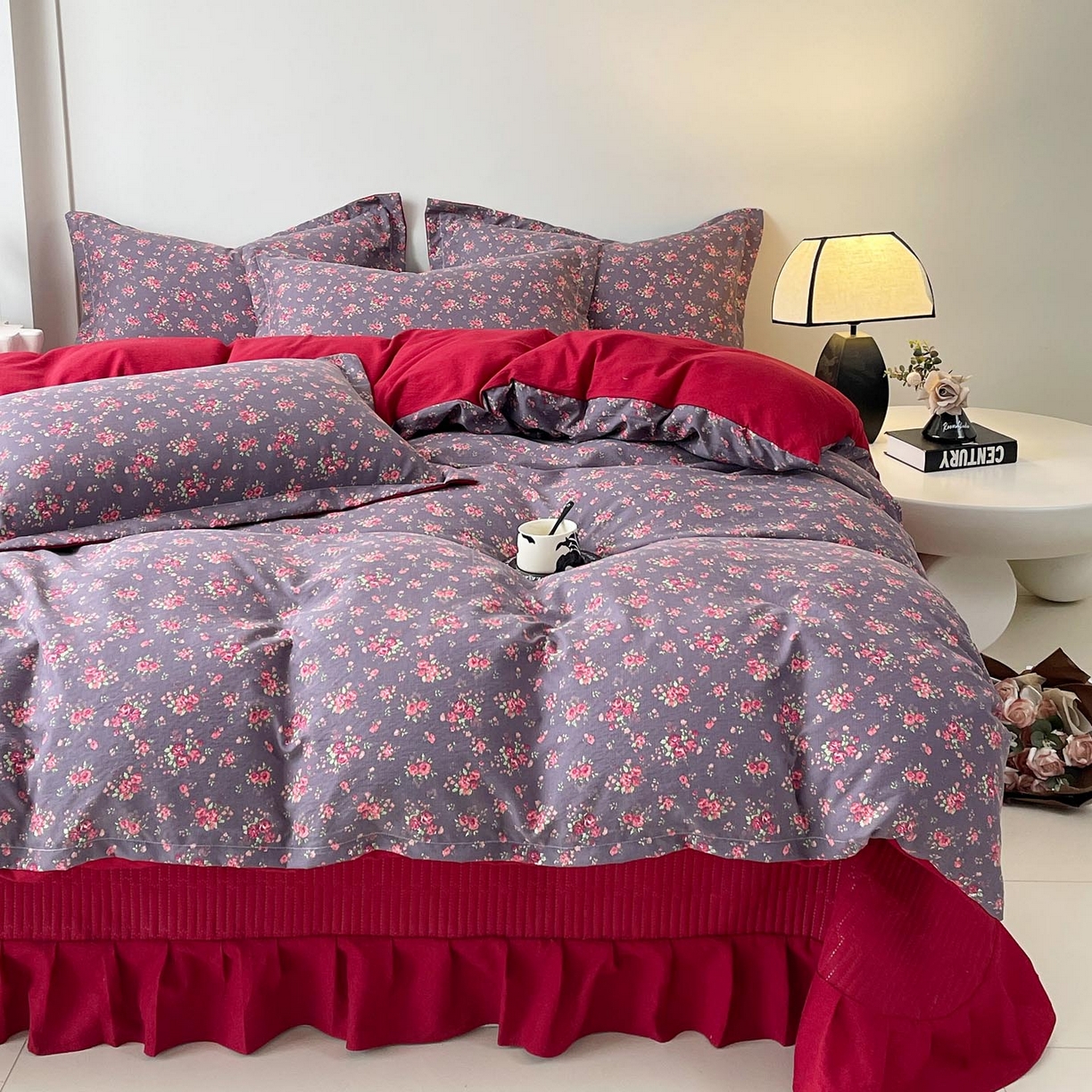 91家纺网 家纺一手货源 找家纺 慕希家纺 2026新款皱皱水洗棉床盖款四件套 繁花