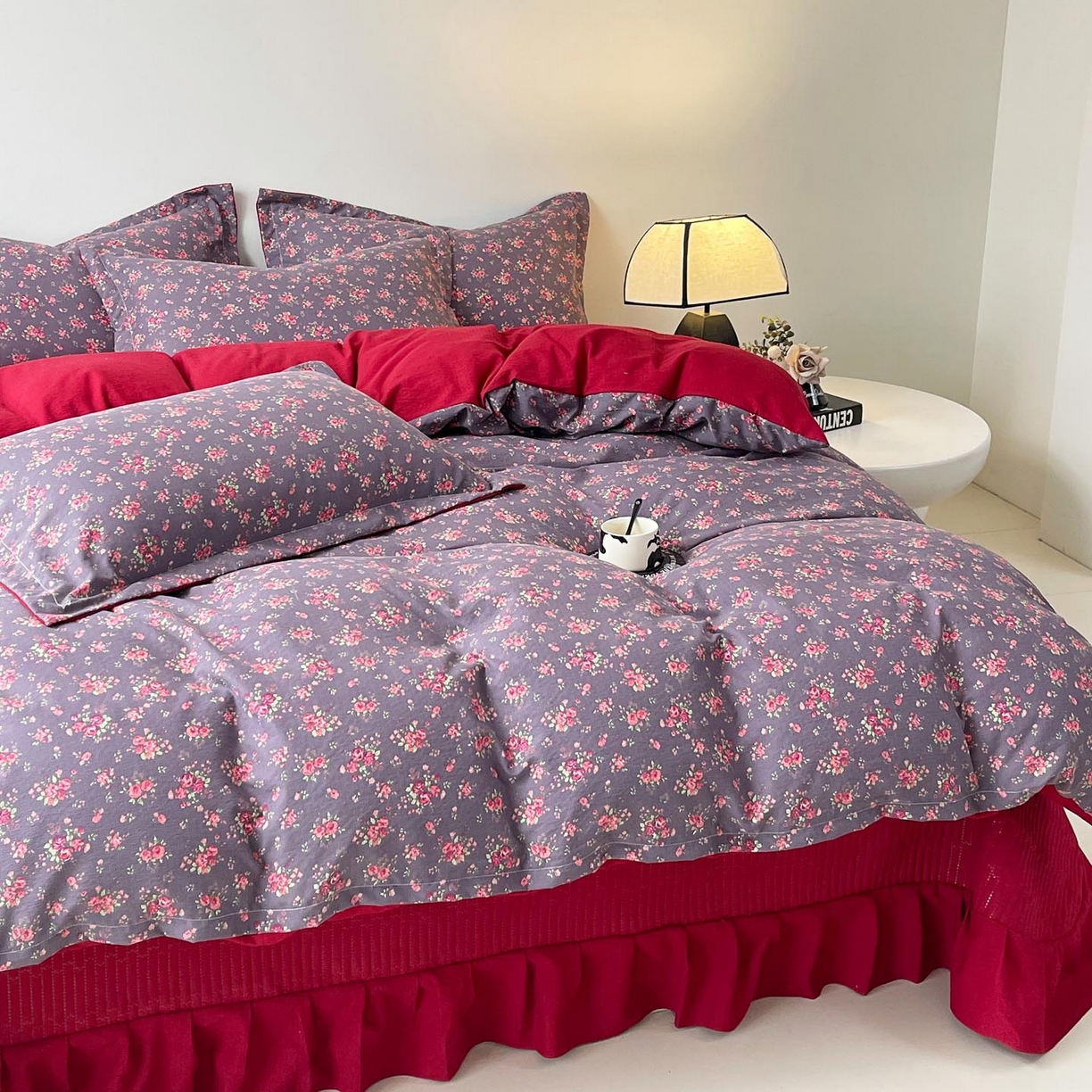 91家纺网 家纺一手货源 找家纺 慕希家纺 2026新款皱皱水洗棉床盖款四件套 繁花