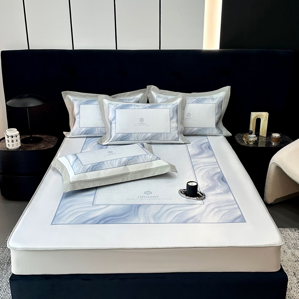 JUICY 橘滋家纺 2026年夏日新款高端简约意式轻奢数码冰丝席凉席 床笠款-克莱因蓝的海