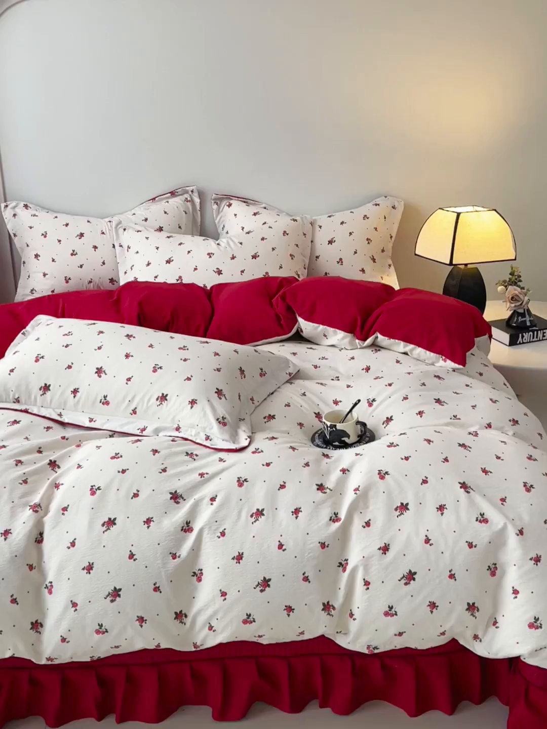 91家纺网 家纺一手货源 找家纺 慕希家纺 2026新款皱皱水洗棉床盖款四件套 玫瑰园