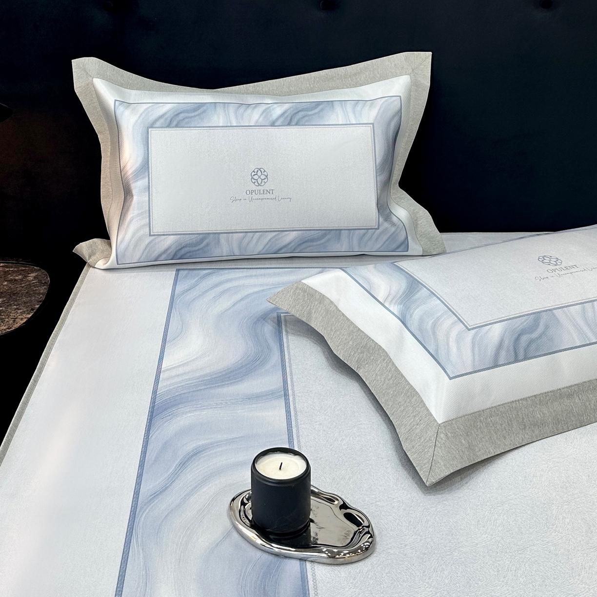 91家纺网 家纺一手货源 找家纺 JUICY 橘滋家纺 2026年夏日新款高端简约意式轻奢数码冰丝席凉席 床笠款-克莱因蓝的海