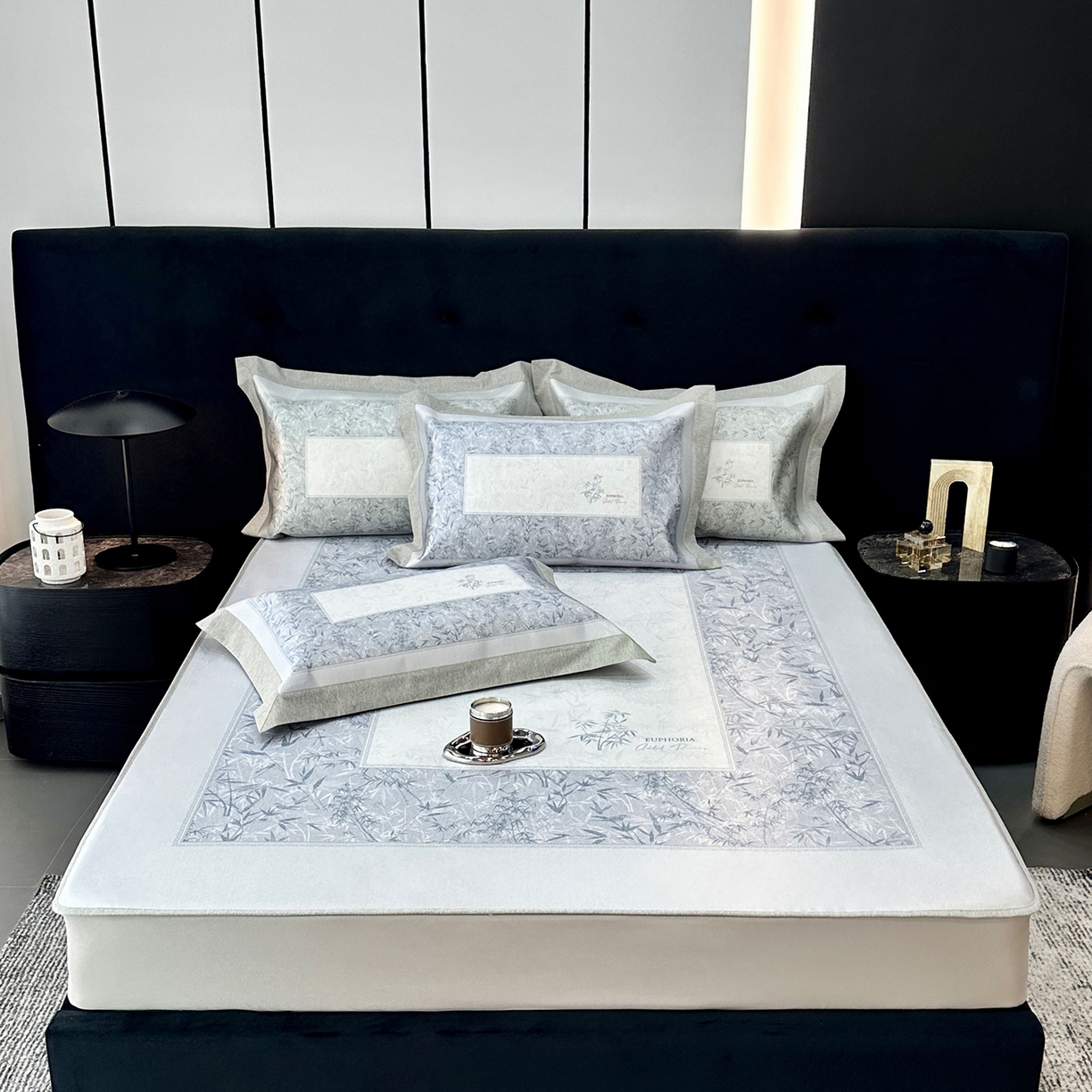 JUICY 橘滋家纺 2026年夏日新款高端简约意式轻奢数码冰丝席凉席 床笠款-林影诗-雾蓝