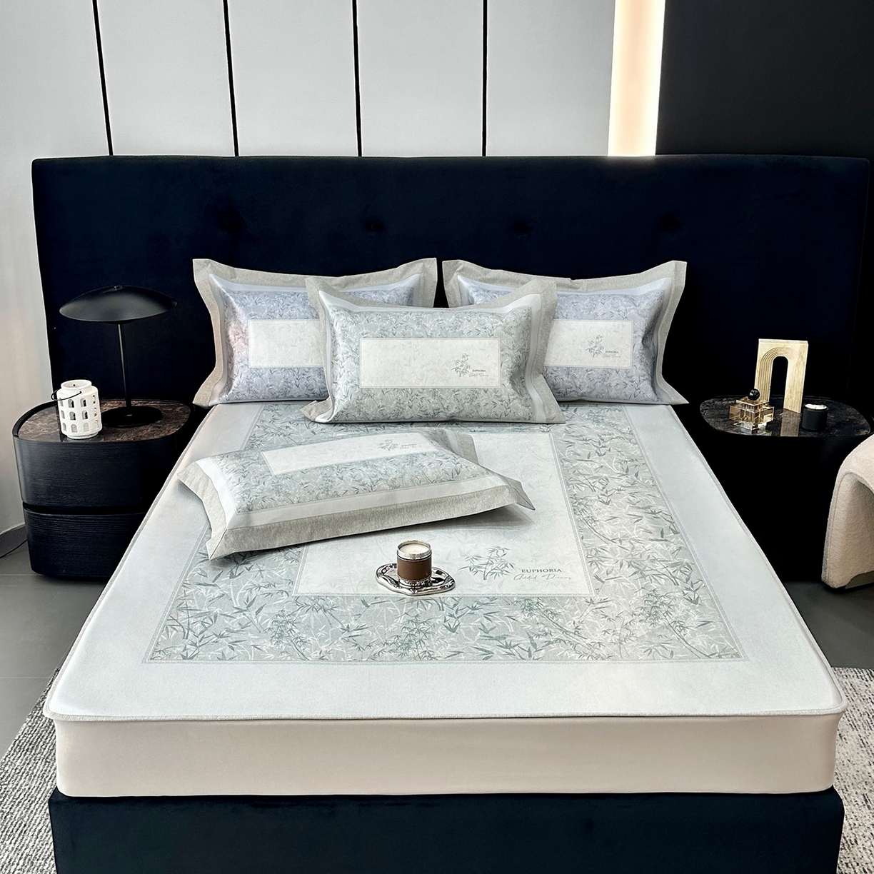 JUICY 橘滋家纺 2026年夏日新款高端简约意式轻奢数码冰丝席凉席 床笠款-林影诗-雾绿