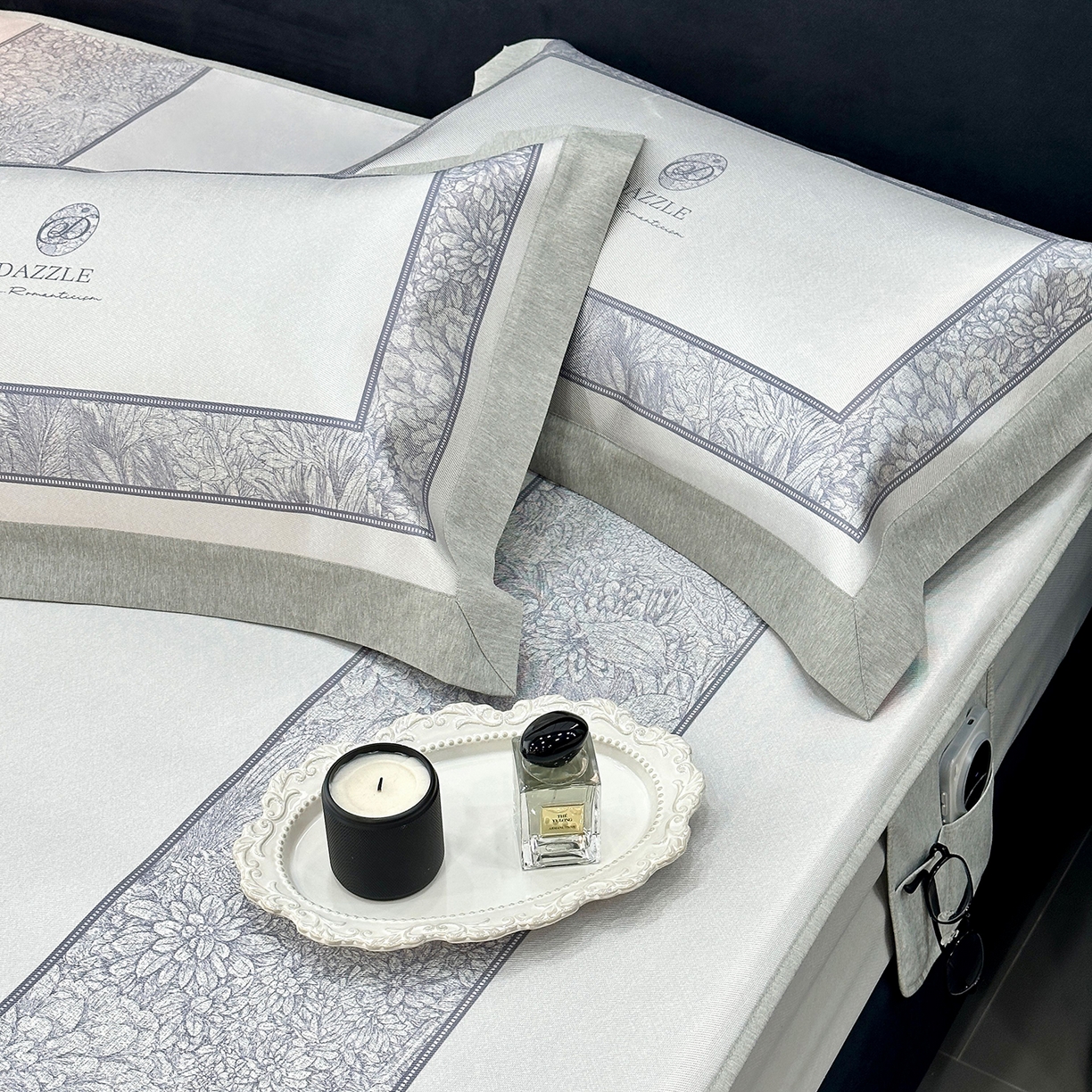 91家纺网 家纺一手货源 找家纺 JUICY 橘滋家纺 2026年夏日新款高端简约意式轻奢数码冰丝席凉席 床笠款-莫奈花园