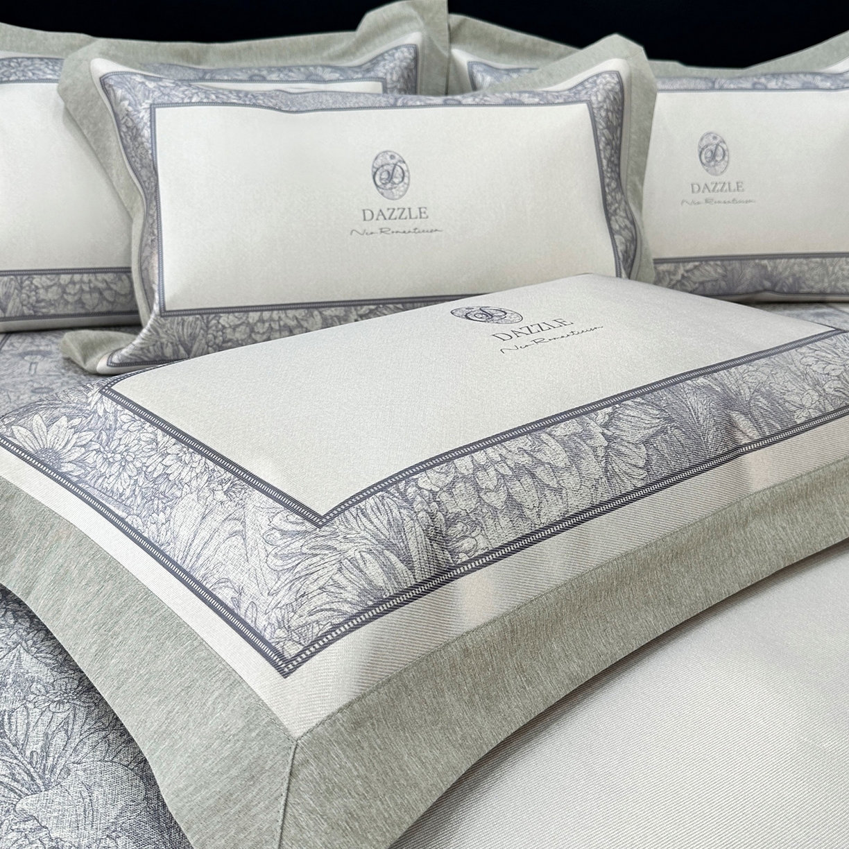 91家纺网 家纺一手货源 找家纺 JUICY 橘滋家纺 2026年夏日新款高端简约意式轻奢数码冰丝席凉席 床笠款-莫奈花园