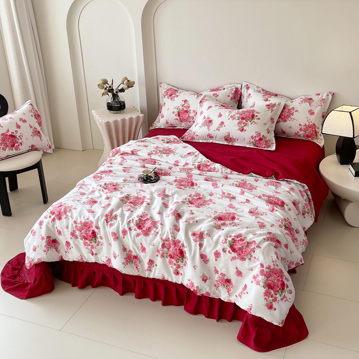 91家纺网 家纺一手货源 找家纺 慕希家纺 2026新款皱皱水洗棉床盖夏被夏凉被空调被四件套 安妮