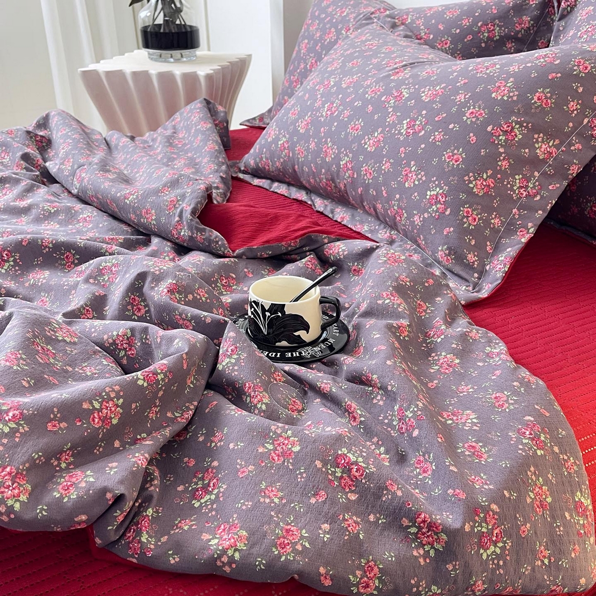 91家纺网 家纺一手货源 找家纺 慕希家纺 2026新款皱皱水洗棉床盖夏被夏凉被空调被四件套 繁花