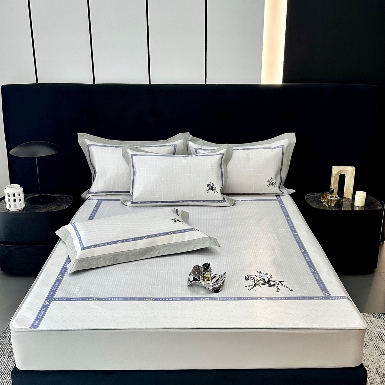 JUICY 橘滋家纺 2026年夏日新款高端简约意式轻奢数码冰丝席凉席 床笠款-骑士徽章