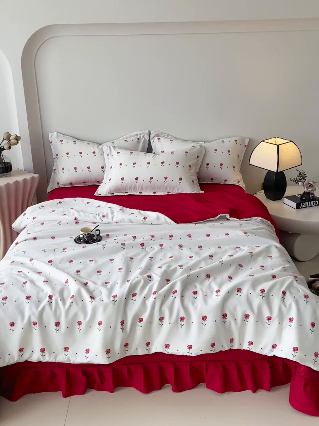 91家纺网 家纺一手货源 找家纺 慕希家纺 2026新款皱皱水洗棉床盖夏被夏凉被空调被四件套 卡地亚-红