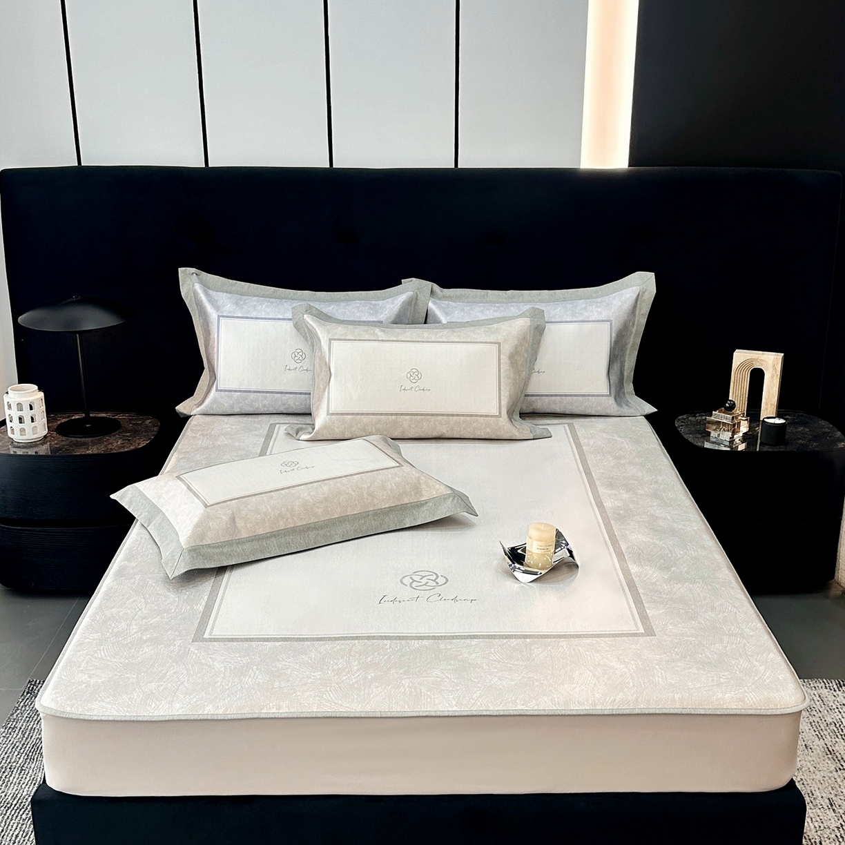 JUICY 橘滋家纺 2026年夏日新款高端简约意式轻奢数码冰丝席凉席 床笠款-时间拓印-浅驼