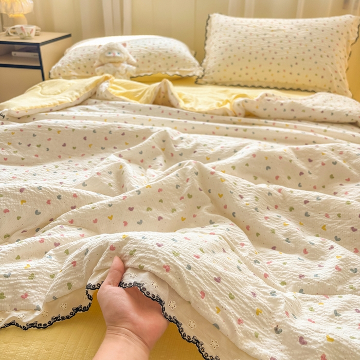 91家纺网 家纺一手货源 找家纺 慕希家纺 2026新款云感泡芙棉夏被夏凉被空调被四件套 半夏