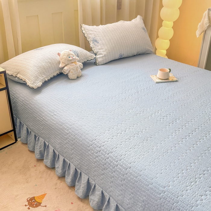 91家纺网 家纺一手货源 找家纺 慕希家纺 2026新款云感泡芙棉夏被夏凉被空调被四件套 相思蓝韵