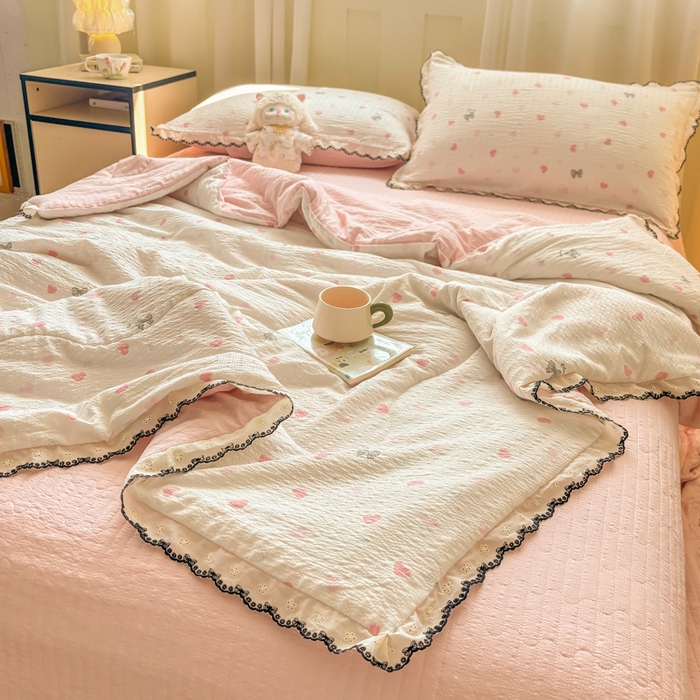 91家纺网 家纺一手货源 找家纺 慕希家纺 2026新款云感泡芙棉夏被夏凉被空调被四件套 爱如星辰