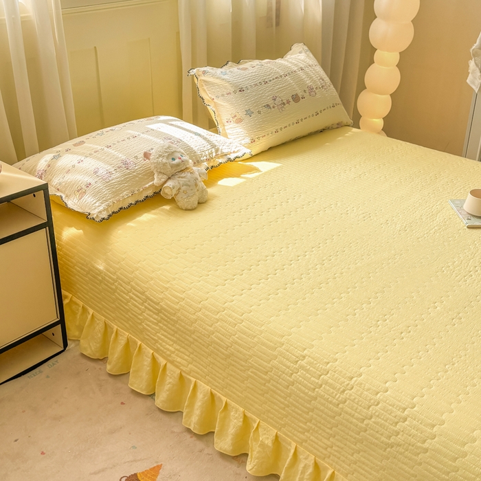 91家纺网 家纺一手货源 找家纺 慕希家纺 2026新款云感泡芙棉夏被夏凉被空调被四件套 奶油凯蒂