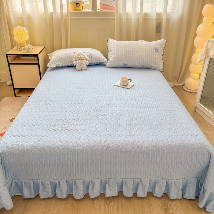 91家纺网 家纺一手货源 找家纺 慕希家纺 2026新款云感泡芙棉夏被夏凉被空调被四件套 相思蓝韵