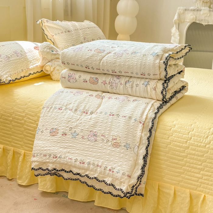 慕希家纺 2026新款云感泡芙棉夏被夏凉被空调被四件套 奶油凯蒂